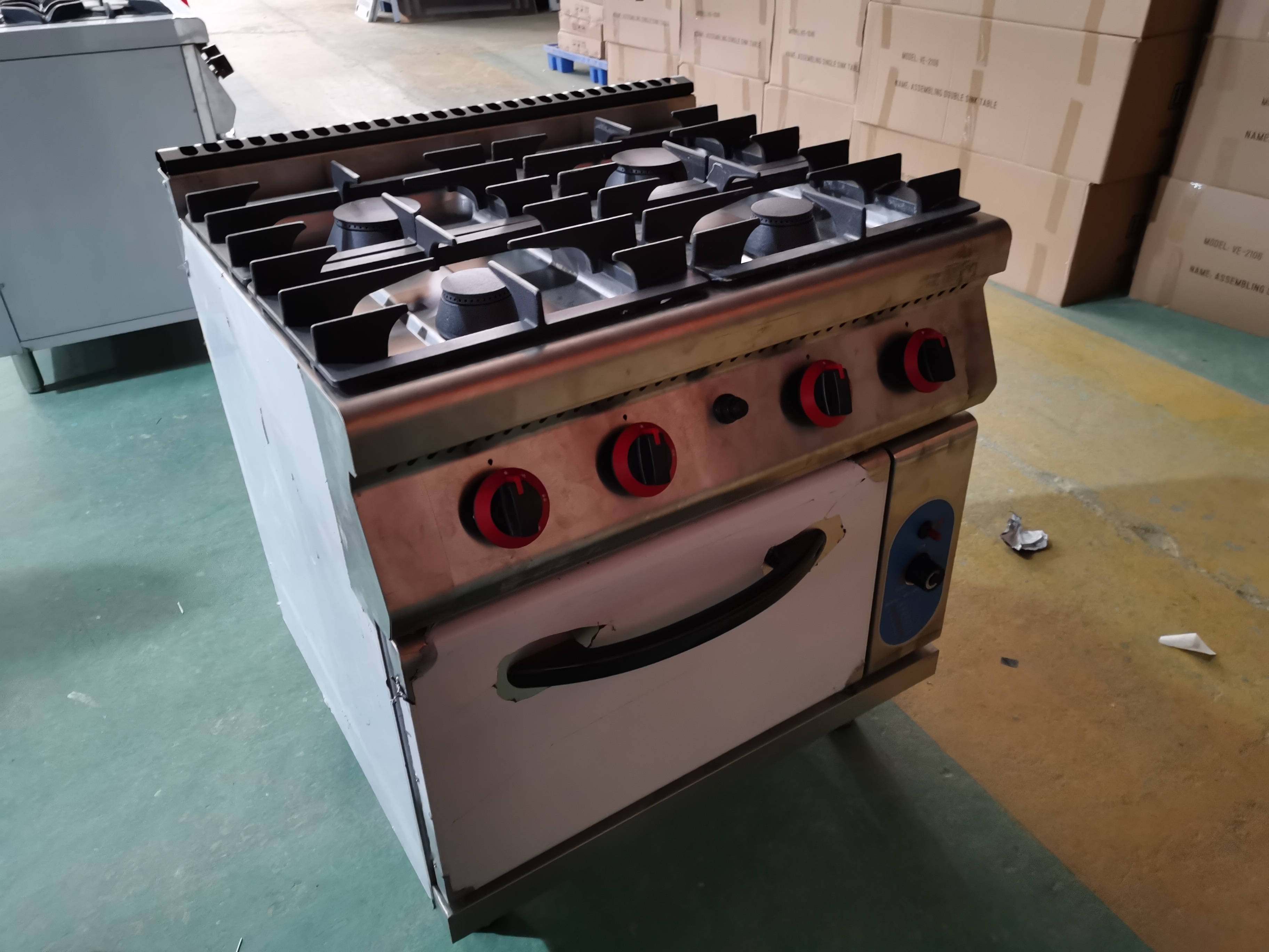 Commercial Kitchen Traditional Private Mold 4-Burner Gas Range with Gas Baking Oven