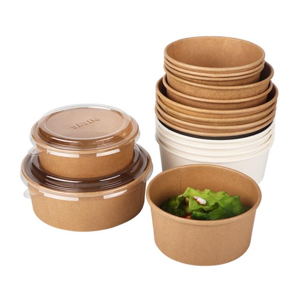 Buy cheap Disposable 350ml Food Packing Container Kraft Paper Salad Bowl With Lid from wholesalers