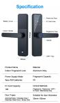 FCC Fingerprint Smart Door Lock 50mm Thickness Tuya APP Digital Door Lock