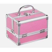 Buy cheap Custom Aluminium Cosmetic Case Black Leather Lining Inside Makeup Vanity Box for product