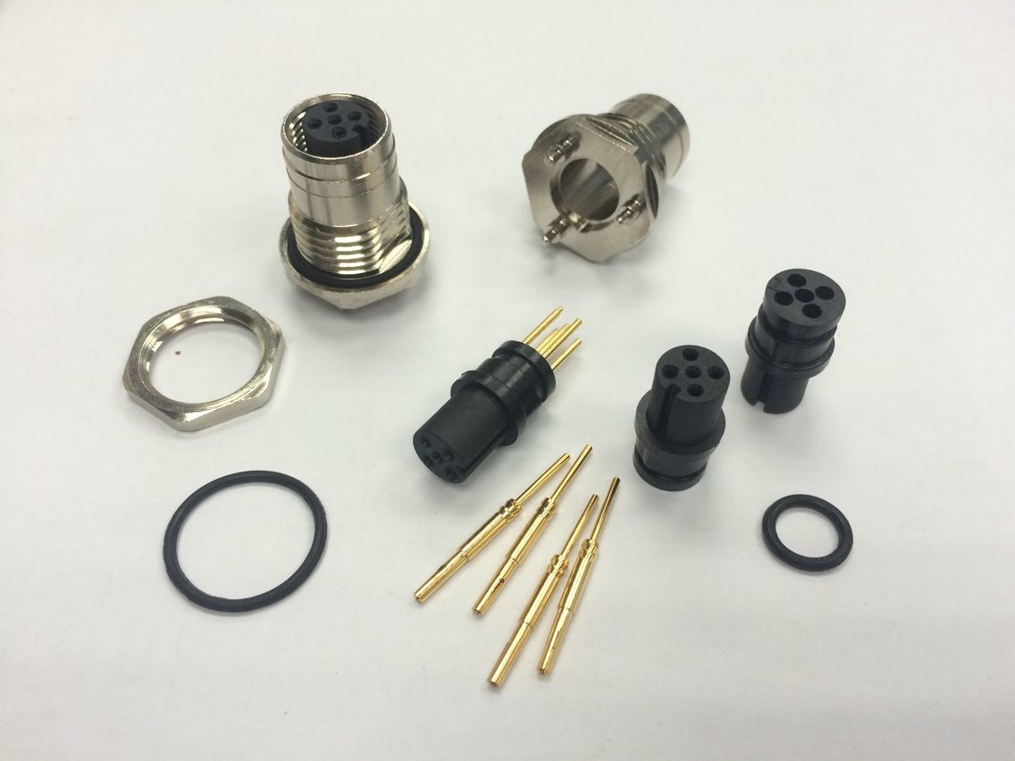 High Voltage 300v Circular Connector Injection Mold Gold Plated