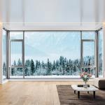 Curtain Type Hanging Villa Casement Windows with 70mm Wide Aluminum Frame and