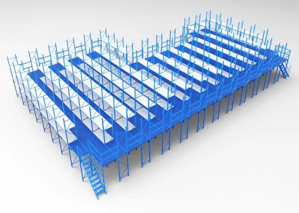 Steel Platform Mezzanine Racking System Powder Coated / Galvanized Finish 3D