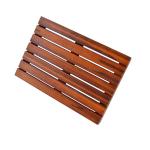 MDF OEM Square Teak Wood Mat 53cm Width Teak Non Slip Mat