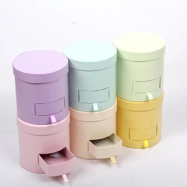 Buy cheap Round cardboard box popular kraft paper flower box with drawer from wholesalers