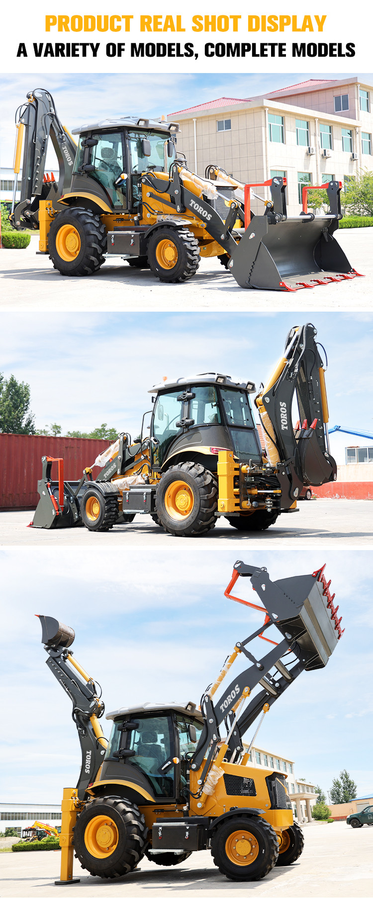 Multi Functional Large Backhoe Loader Equipment 8300kg Total Weight