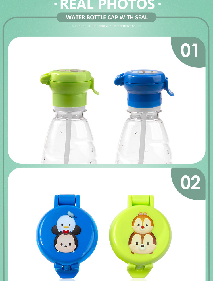 Cartoon design wholesale child resistance cap cute plastic water bottle caps with straw