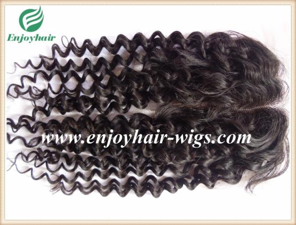 Lace top closure 4''x4'' ,malaysian virgin hair natural color curly 10''-24'