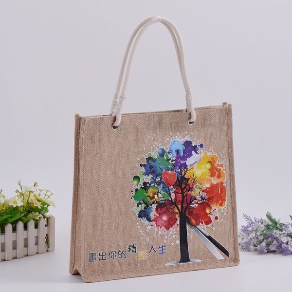 Heavy Canvas Grocery Jute Tote Bags With Leather Handles Wash In Cold Water