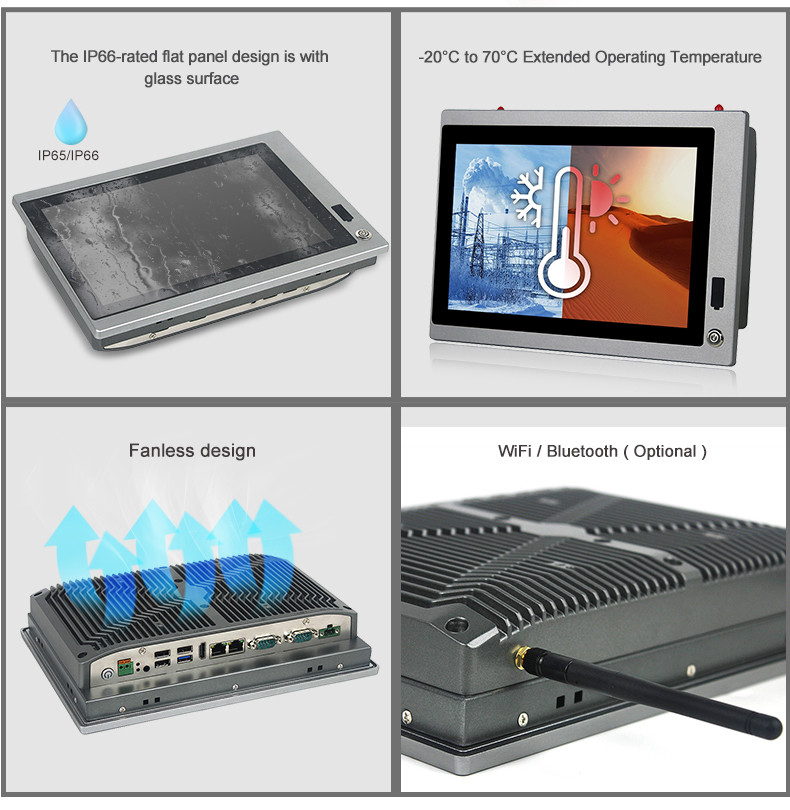 2 LAM 2 COM 10 Inch Industrial Touch PC J1900 With Front Switch / USB