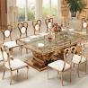 Buy cheap Custom Golden Stainless Steel Glass Dining Table Luxury Rectangle Furniture from wholesalers