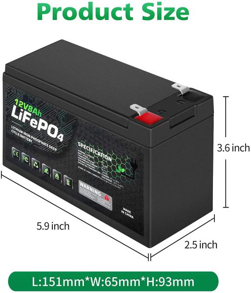 Buy cheap Lightweight 12V 8Ah LiFePO4 Battery / Deep Cycle Rechargeable Battery MSDS from wholesalers