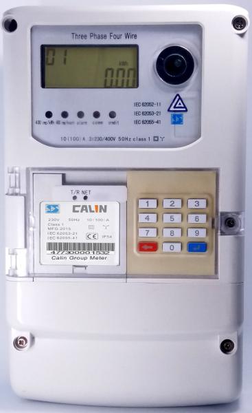 Quality Optical RS485 3 Phase Electric Meter 10mm Cable STS Prepayment Meter Keypad Based for sale