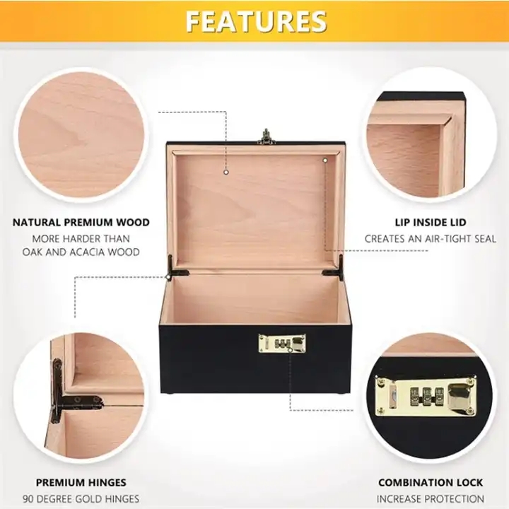 Newest Solid Wood Box Customize Wooden Decorative Boxes with Hinged Lid Black Wooden Box