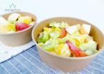 Salad Kraft Paper Takeaway Food Containers PLA Lined Clear Lids
