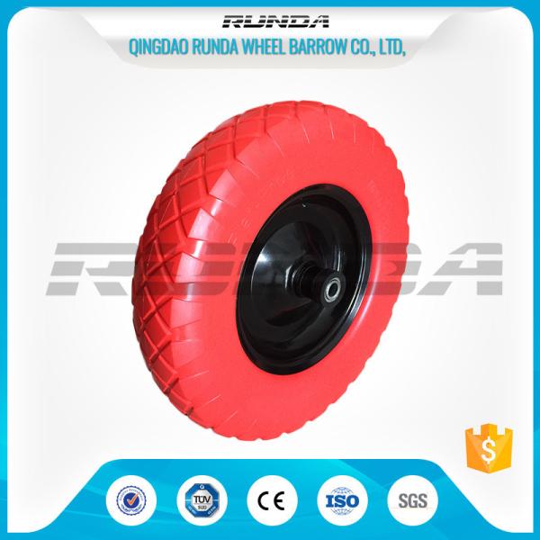 Buy cheap 90mm Hub Length PU Foam Wheel 16inch No Air 20mm Bore Hole Carbon Steel Bearing from wholesalers