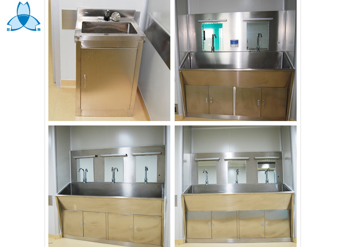 Three Mirrors Hand Washing Bathroom Basin Cabinets With Three Positions Automatic Induction