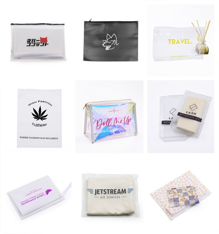 Custom LOGO Frosted PVC Zip lockk Biodegradable Plastic Pouch Bikini Swimwear Swimsuit Underwear Packaging Zipper Bag Palm tree