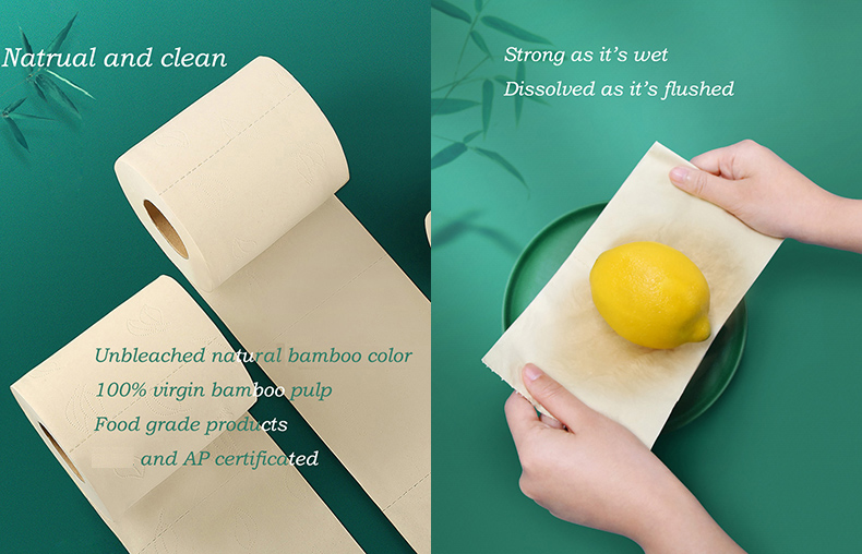 Nontoxic Eco Friendly Biodegradable Toilet Paper Roll Durable Wood Pulp Material