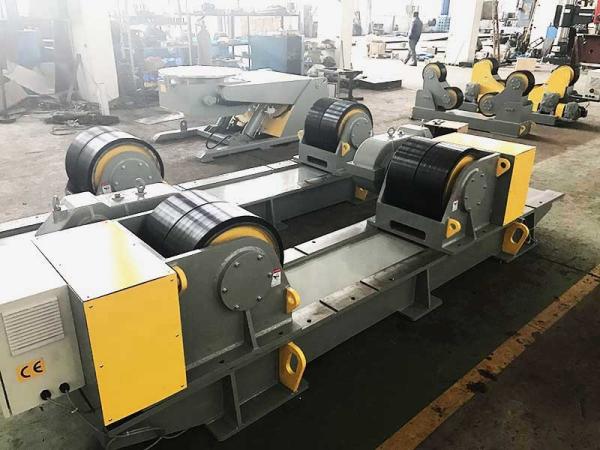 Color Grey 60 Ton Bolt Adjustment Pipe Welding Rollers , Oil Tank PU Wheel Tank