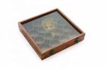 Wooden Handcrafted Spice Box with 16 Round Compartments & Spoon, Wood Spice Box