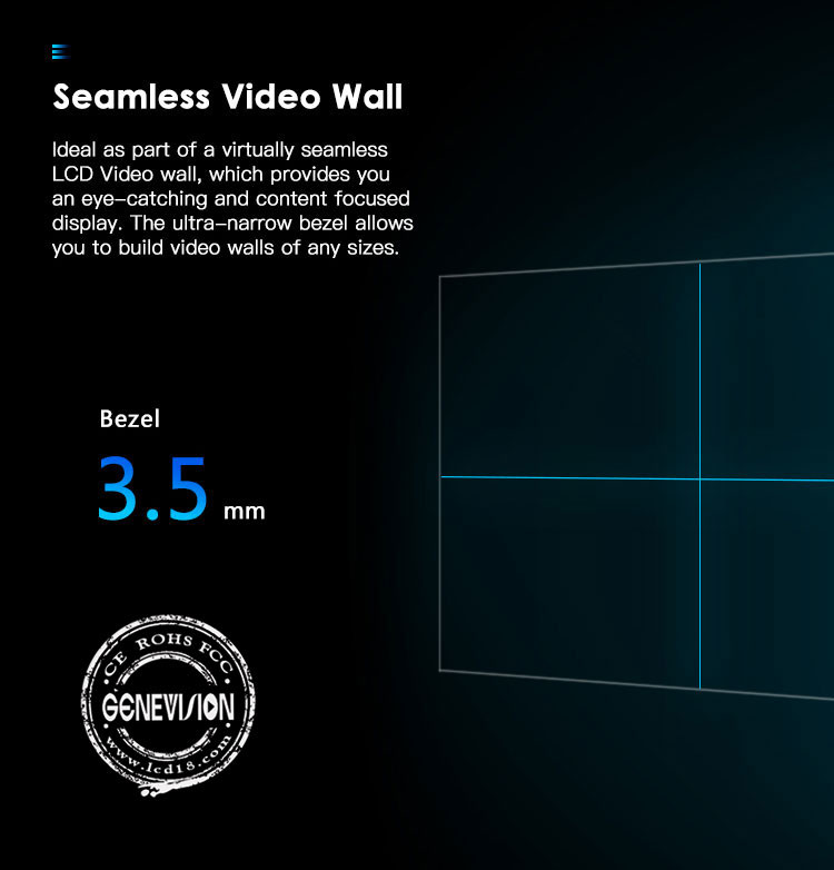 46 49 55 Inch Ultra Narrow Bezel 3x3 LCD Video Wall