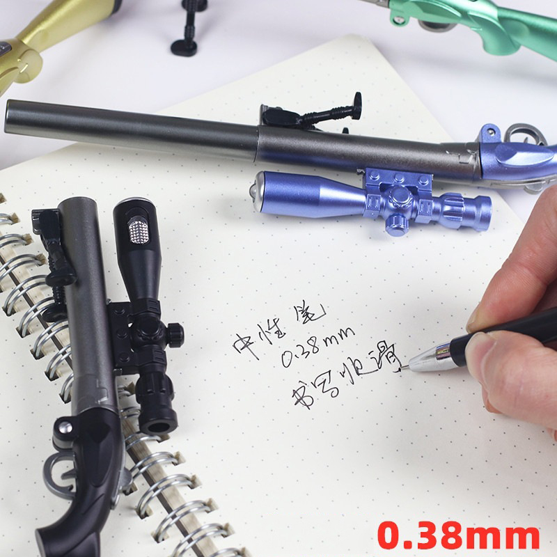 Gel-Ink Toy Gun Shape Writing Pens for Stationery 0.38mm Black Ink 240M Writing Length