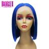 Buy cheap 100% Brazilian Colored Bob Wigs Blue In Transparent Lace Straight Texture from wholesalers