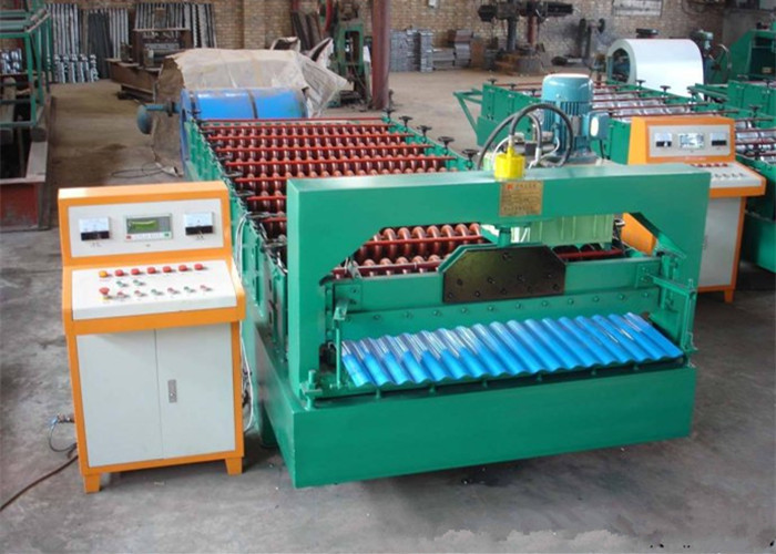Industrial Metal Roof Panel Machine , Blue Color Roofing Sheet Forming Machine