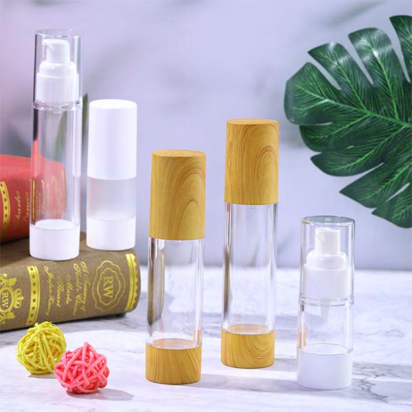 Buy cheap Wooden Clear Airless Pump Bottles 15ml 10ml Serum Pump Dispenser Fine Mist Spray Bottles from wholesalers