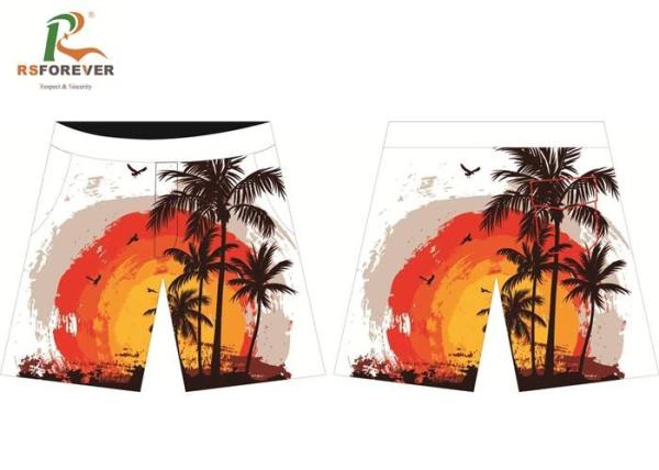 Buy cheap Polyester Spandex Board Shorts Sunset Palm Trees , White Men'S Physique Shorts from wholesalers