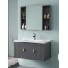 Buy cheap Grey Black Ceramic Wash Basin Cabinet Set Aluminium Mirrored Bathroom Cabinet Vanity from wholesalers