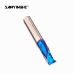 2 Flutes 3mm Flattened Carbide Square End Mill HRC65 Blue Nano Coating Flat