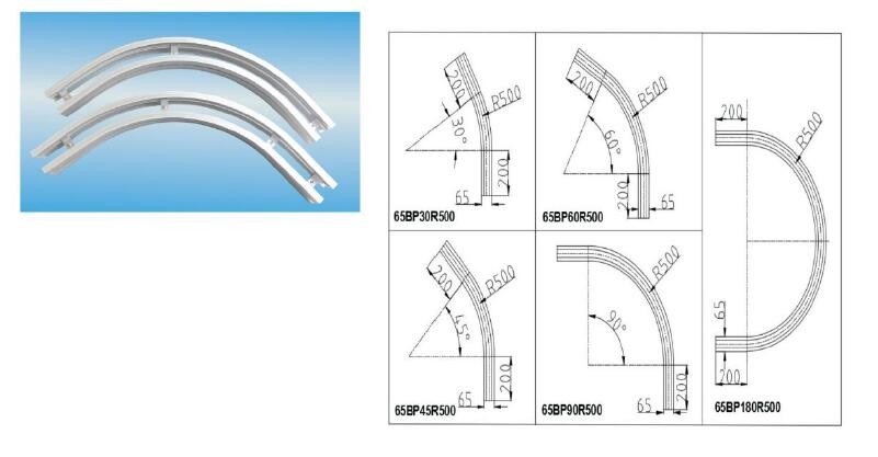 Conveyor spare parts Vertical flexible conveyor bends for chains 63/83 aluminium drive ends
