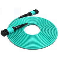 Buy cheap MPO To MPO 8 Core Fiber Optic Cable Fiber Optic Jumper OM3 Green PVC product