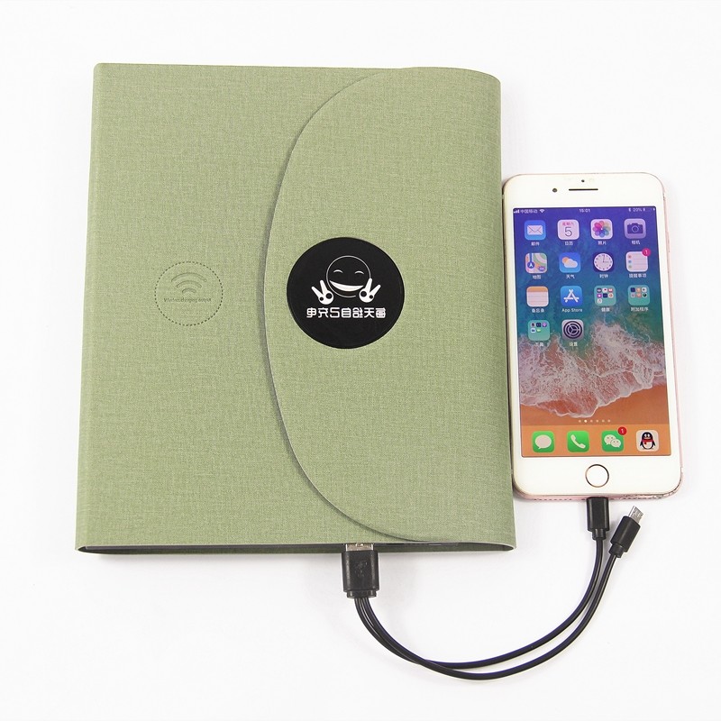 Phone Holder Wireless Charging Notebook PU Leather Organizer