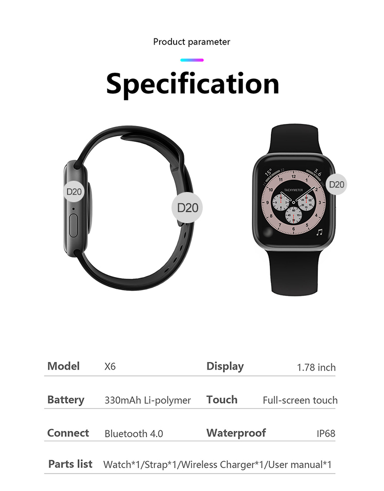 Mileage Record IP68 Waterproof Smartwatch Exercise Tracker 1.78 Inch MTK2502C