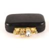 Buy cheap Black Rings Knuckle Ladies Leather Clutch Bags Hard Case With Flower Clasp from wholesalers