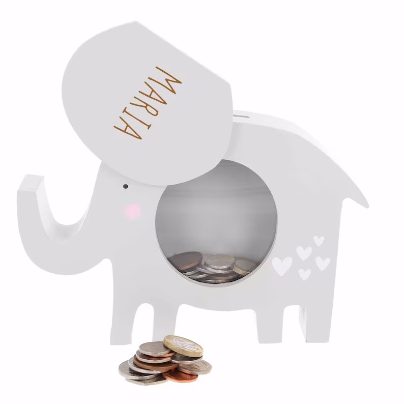 Personalised Engraved Lion Money Box Bank Kids Savings Pocket Money Piggy Bank Wooden Animal Money Box Gift for Babies