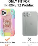 iPhone 12 Pro Max Case 6.7" - Heavy-Duty Shockproof, Ring Stand, Glass Screen &