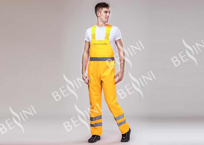 80% Polyester 20% Cotton Twill Safety Work Clothes High Visable Orange Jacket Bib Pants Suit