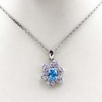 Sterling Silver Cable Chain Oval Green Cubic Zircon Pendant Necklce (P10)