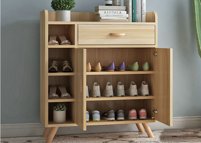 Laminated Wood Home Shoe Storage Cabinet Modern Design Anti Scratch Material