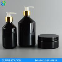 Buy cheap 250ml/500ml black modern round plastic bottle and golden pump, 250g black product
