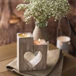 Wholesale Wooden heart shaped Decorative candles holder for Wedding gift