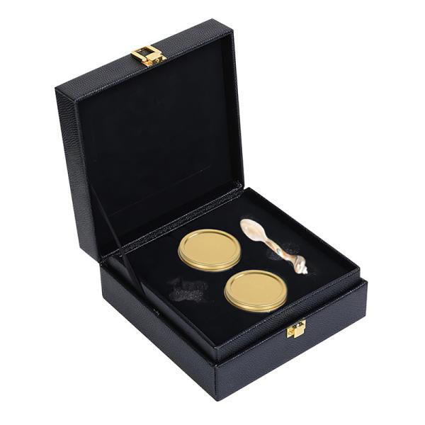 Buy cheap Luxury MDF Leather Cardboard Caviar Gift Box Packaging With Foam Insert from wholesalers