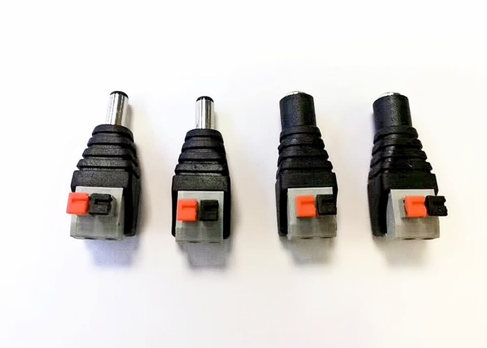 Screwless Terminals 2.1mm CCTV Power Connector , DC Power Male Connector