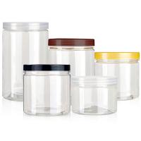 Buy cheap 500ml 85mm Wide Mouth Round Plastic Canisters Clear Storage Jars product
