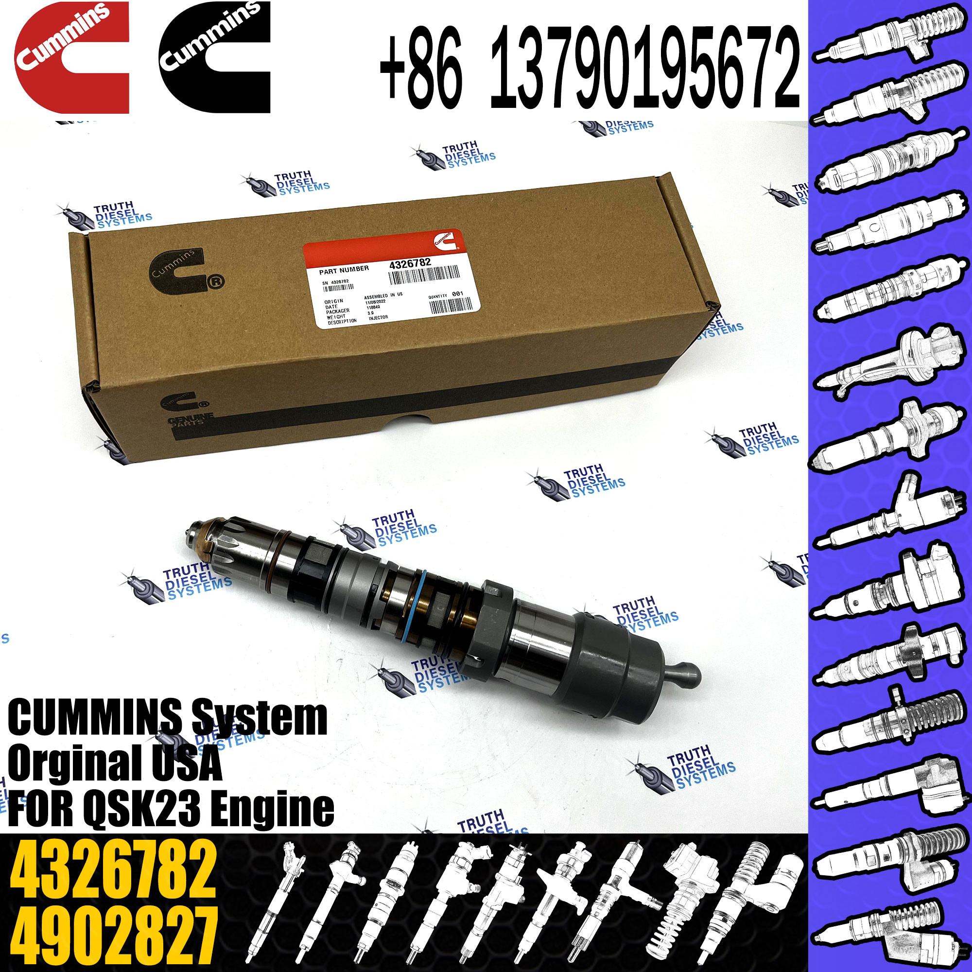 OTTO QSK23 Fuel Injector Assembly 4001813 4087893 4088416 4088428 4326780 4326781 4326782