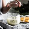 Buy cheap 360ml Microwave Safe Glass Coffee Cup Big Belly Drinkware With Handle / Lid from wholesalers